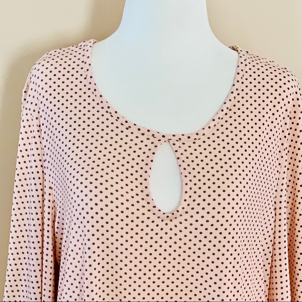 Pink Dress Top with Gray Polka Dots | Cleo Large